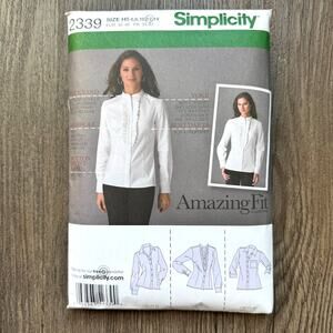 2010 Simplicity 2339 Sewing Pattern Womens Size XXS - S Slim Cut Button Up Top